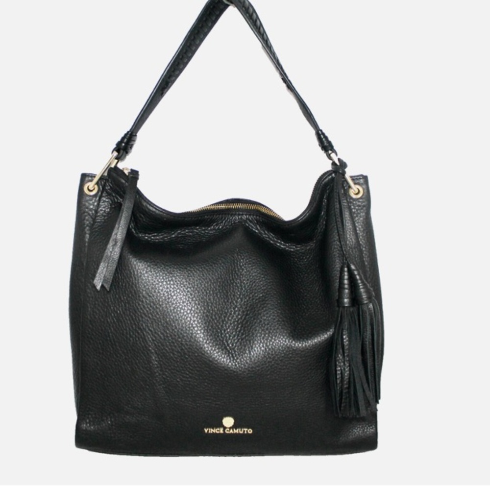 Vince Camuto Cesil Hobo shoulder bag doubleTassel blk pebbled leather w/Dustbag